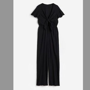 H&M Black Linen-blend Jumpsuit, Size M